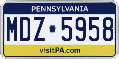 PA license plate MDZ5958