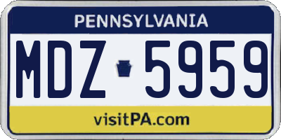 PA license plate MDZ5959