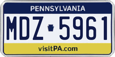 PA license plate MDZ5961