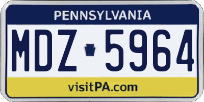 PA license plate MDZ5964