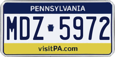 PA license plate MDZ5972