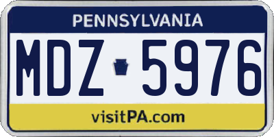 PA license plate MDZ5976