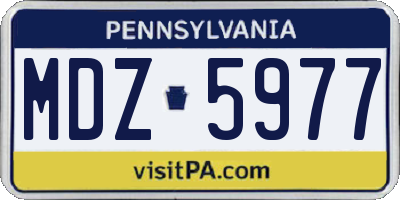 PA license plate MDZ5977