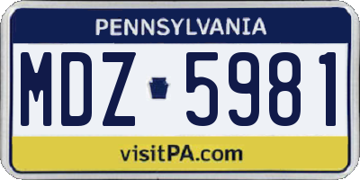 PA license plate MDZ5981