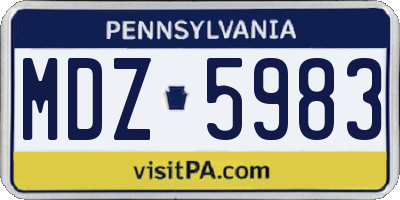 PA license plate MDZ5983
