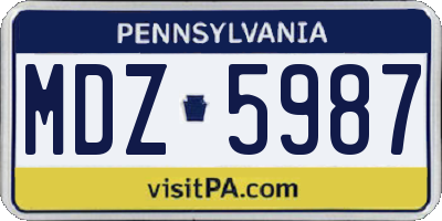 PA license plate MDZ5987