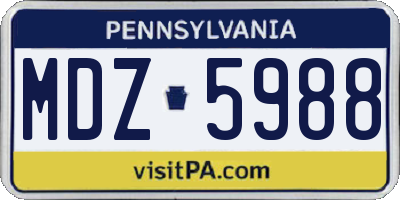 PA license plate MDZ5988