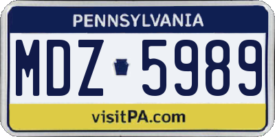 PA license plate MDZ5989