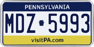 PA license plate MDZ5993