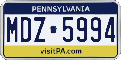 PA license plate MDZ5994