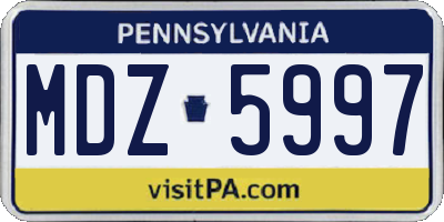 PA license plate MDZ5997
