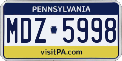 PA license plate MDZ5998