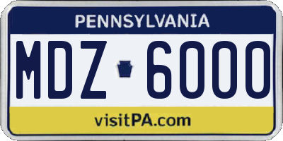 PA license plate MDZ6000