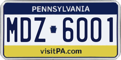 PA license plate MDZ6001