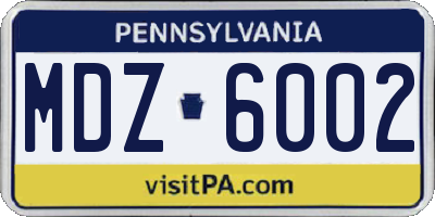 PA license plate MDZ6002