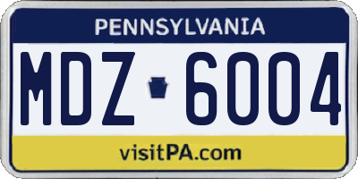 PA license plate MDZ6004