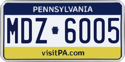PA license plate MDZ6005