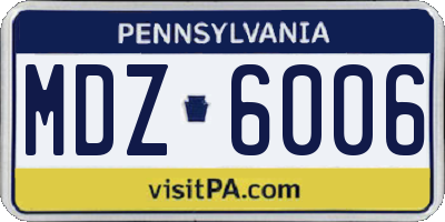 PA license plate MDZ6006