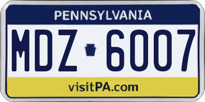PA license plate MDZ6007