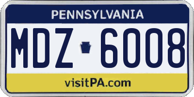 PA license plate MDZ6008