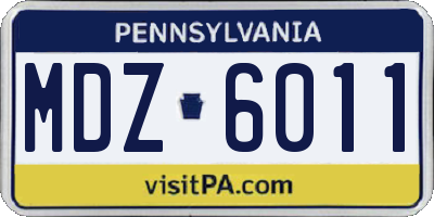PA license plate MDZ6011