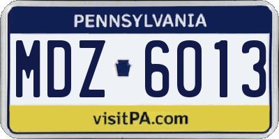 PA license plate MDZ6013