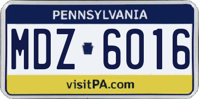 PA license plate MDZ6016