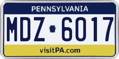 PA license plate MDZ6017