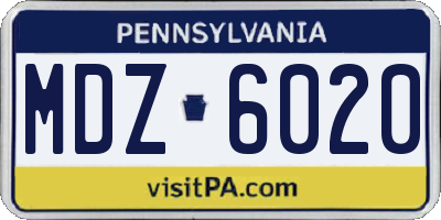 PA license plate MDZ6020