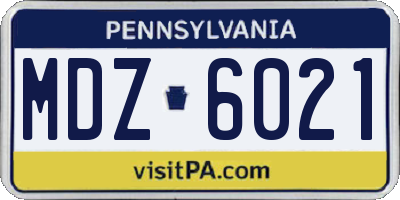 PA license plate MDZ6021