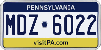 PA license plate MDZ6022
