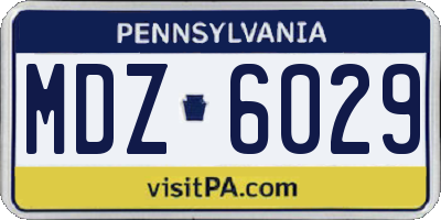 PA license plate MDZ6029