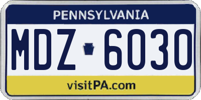 PA license plate MDZ6030