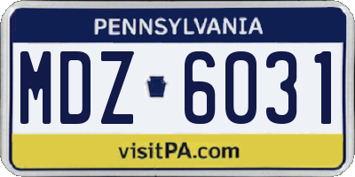 PA license plate MDZ6031