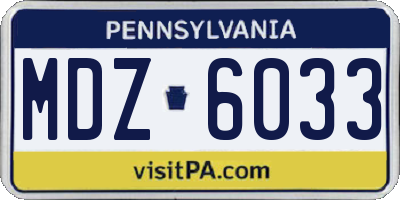 PA license plate MDZ6033