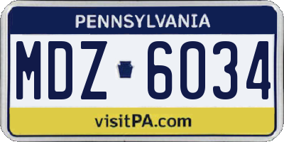 PA license plate MDZ6034