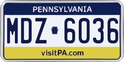 PA license plate MDZ6036