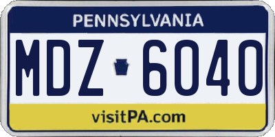 PA license plate MDZ6040