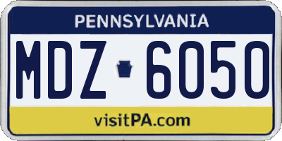 PA license plate MDZ6050