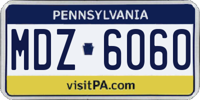 PA license plate MDZ6060