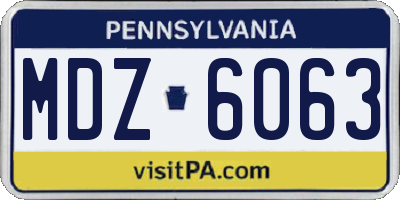 PA license plate MDZ6063