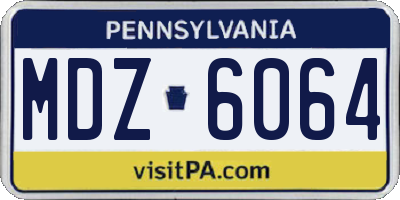PA license plate MDZ6064