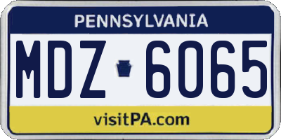 PA license plate MDZ6065