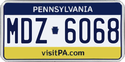 PA license plate MDZ6068
