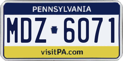 PA license plate MDZ6071