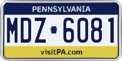 PA license plate MDZ6081