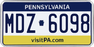 PA license plate MDZ6098