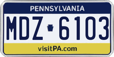 PA license plate MDZ6103