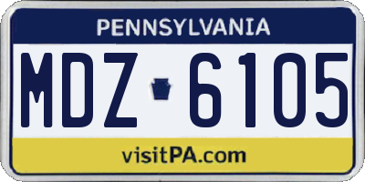 PA license plate MDZ6105