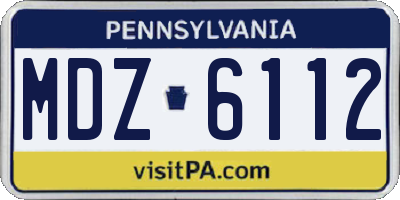 PA license plate MDZ6112